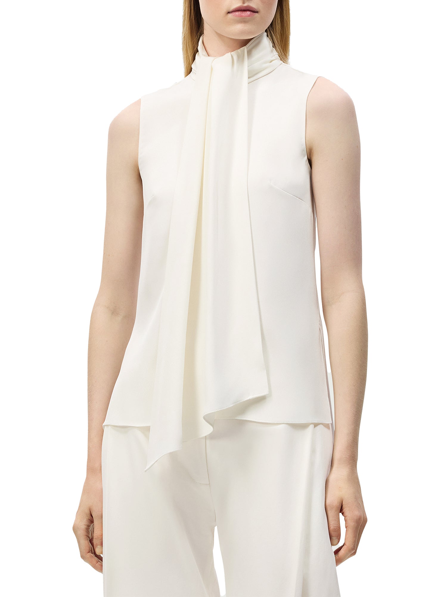 Swayze Silk Scarf-Neck Top