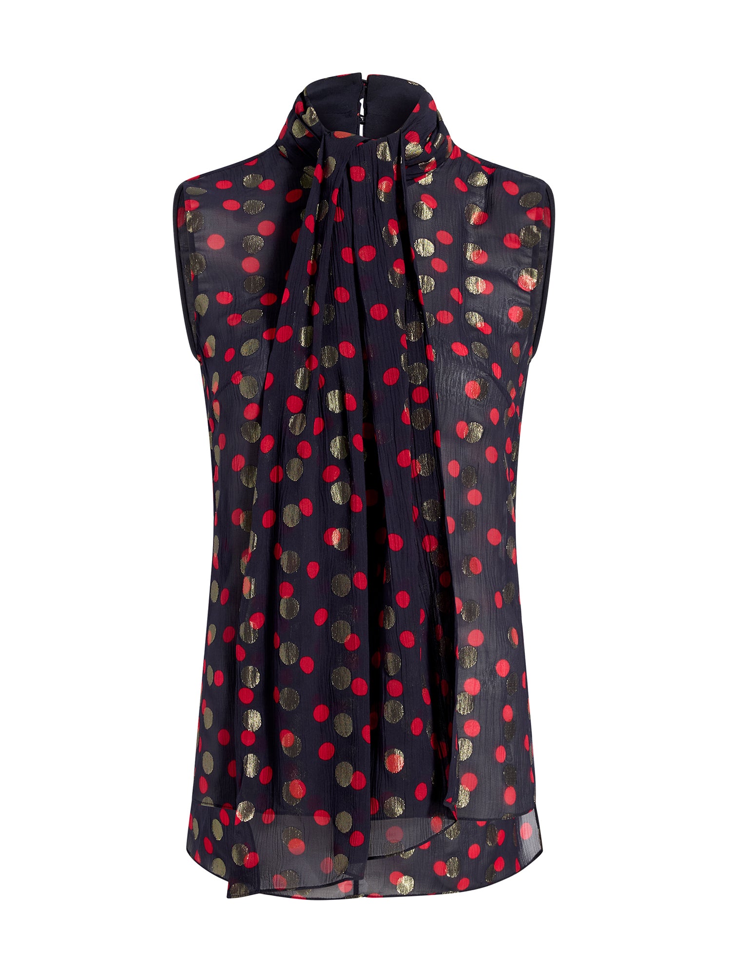 Swayze Chiffon Jacquard Scarf-Neck Top