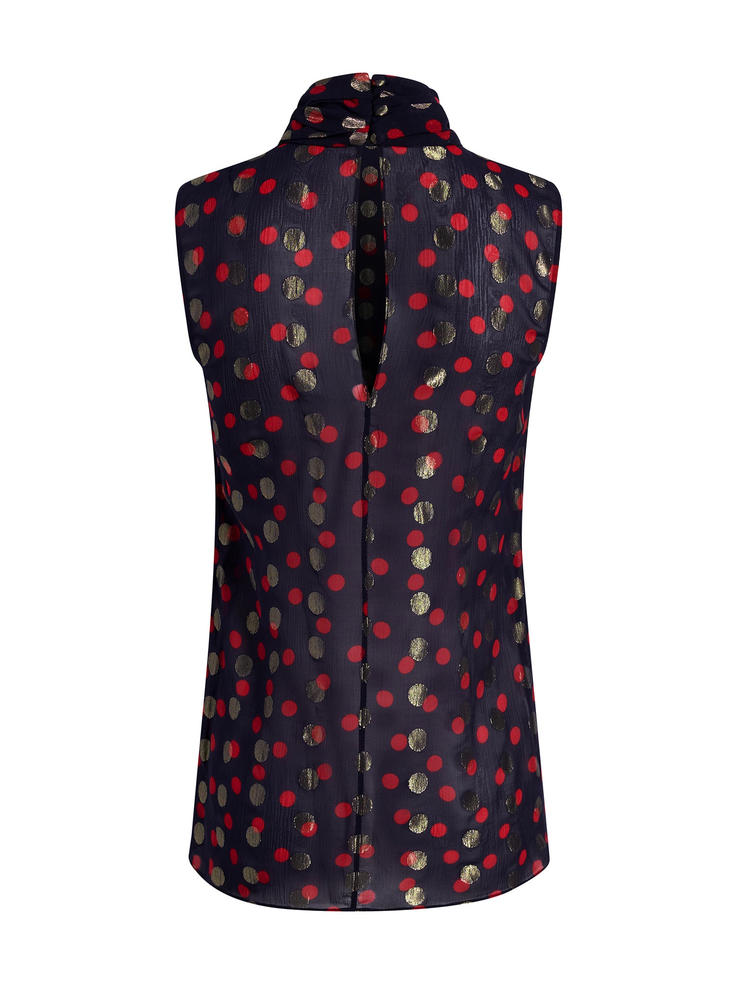 Swayze Chiffon Jacquard Scarf-Neck Top