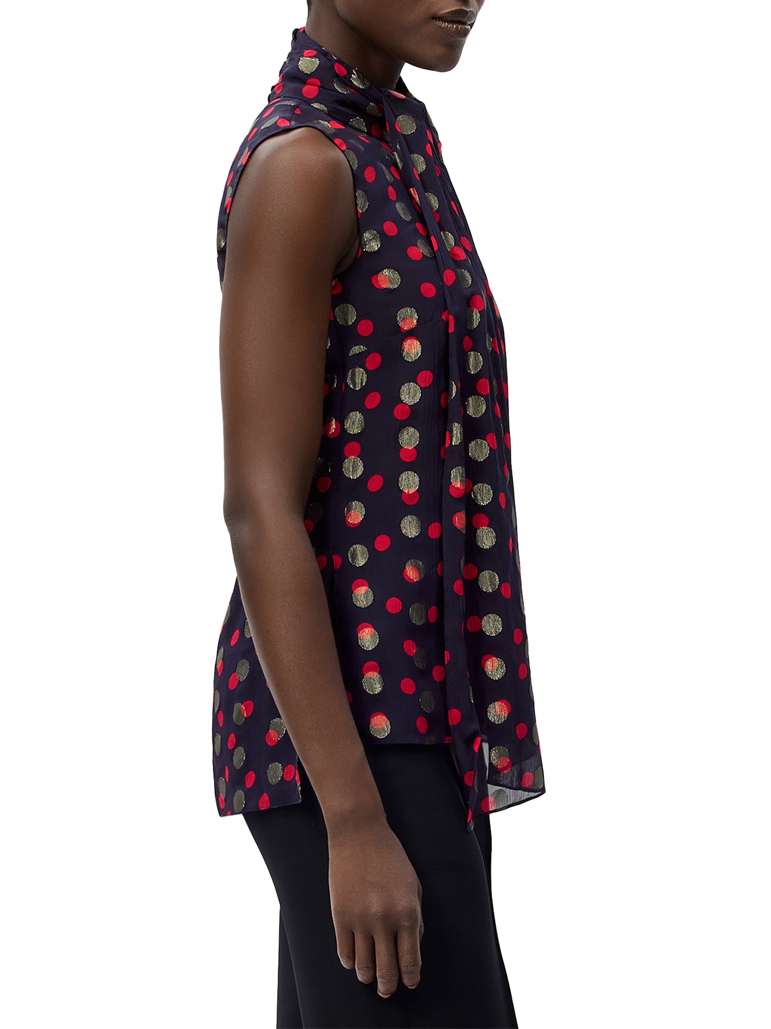 Swayze Chiffon Jacquard Scarf-Neck Top