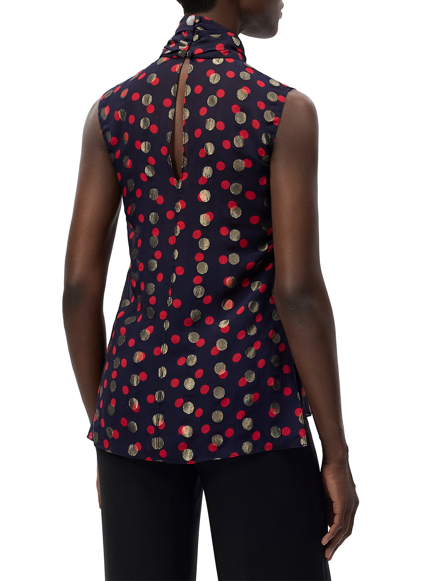 Swayze Chiffon Jacquard Scarf-Neck Top