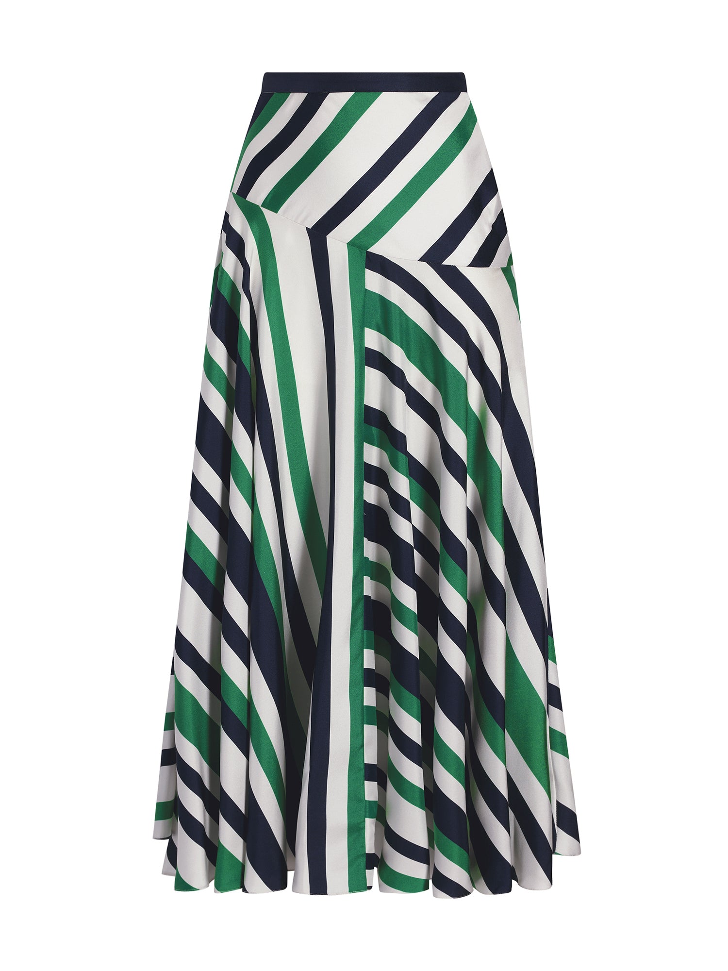 Thea Striped Silk Midi Skirt