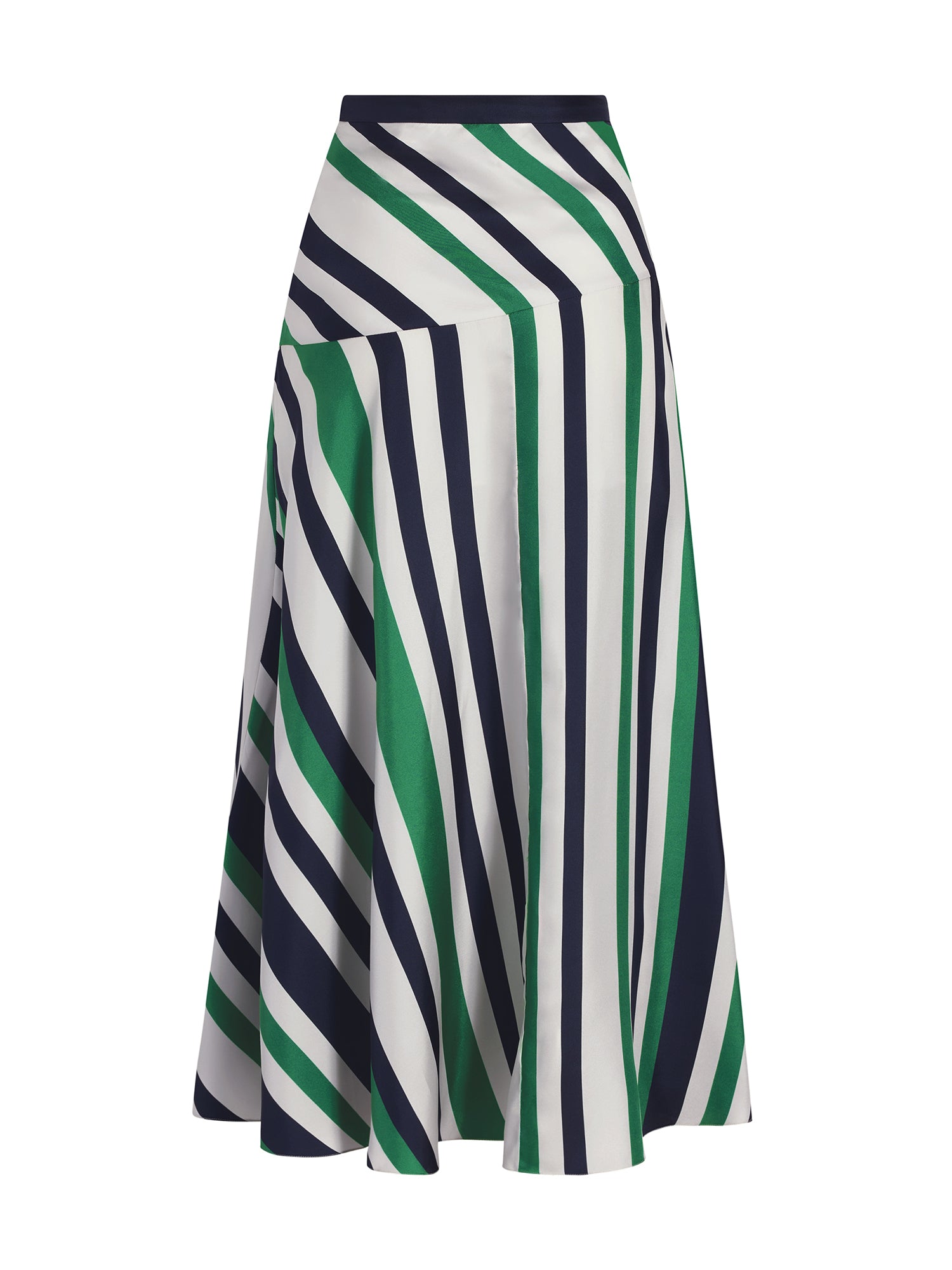 Thea Striped Silk Midi Skirt