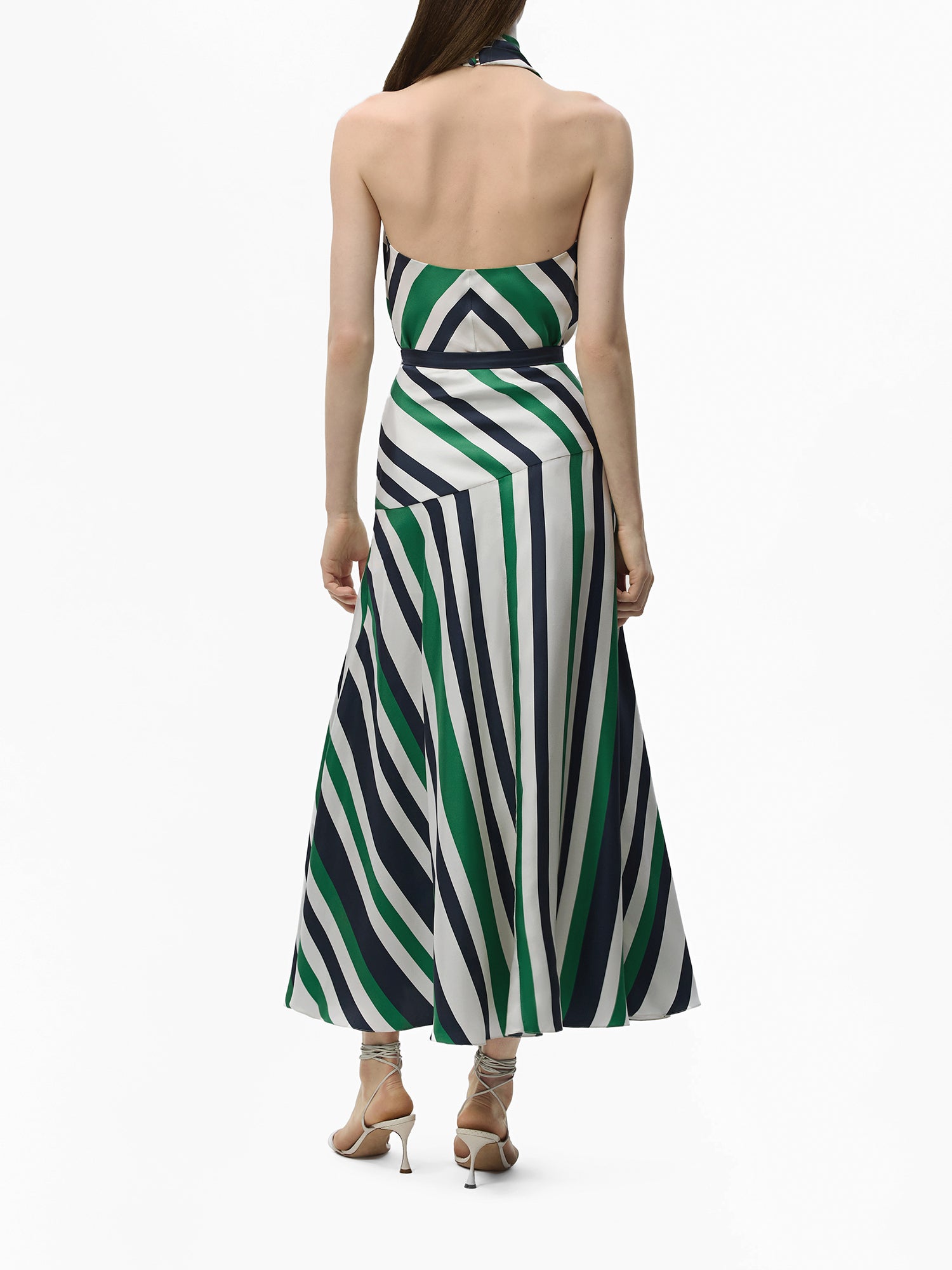 Thea Striped Silk Midi Skirt