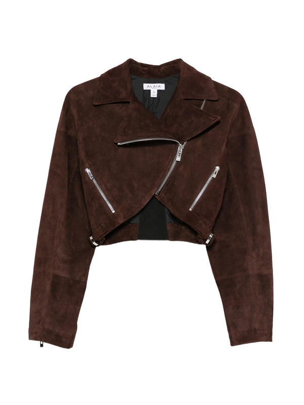 Cropped Suede Biker Jacket