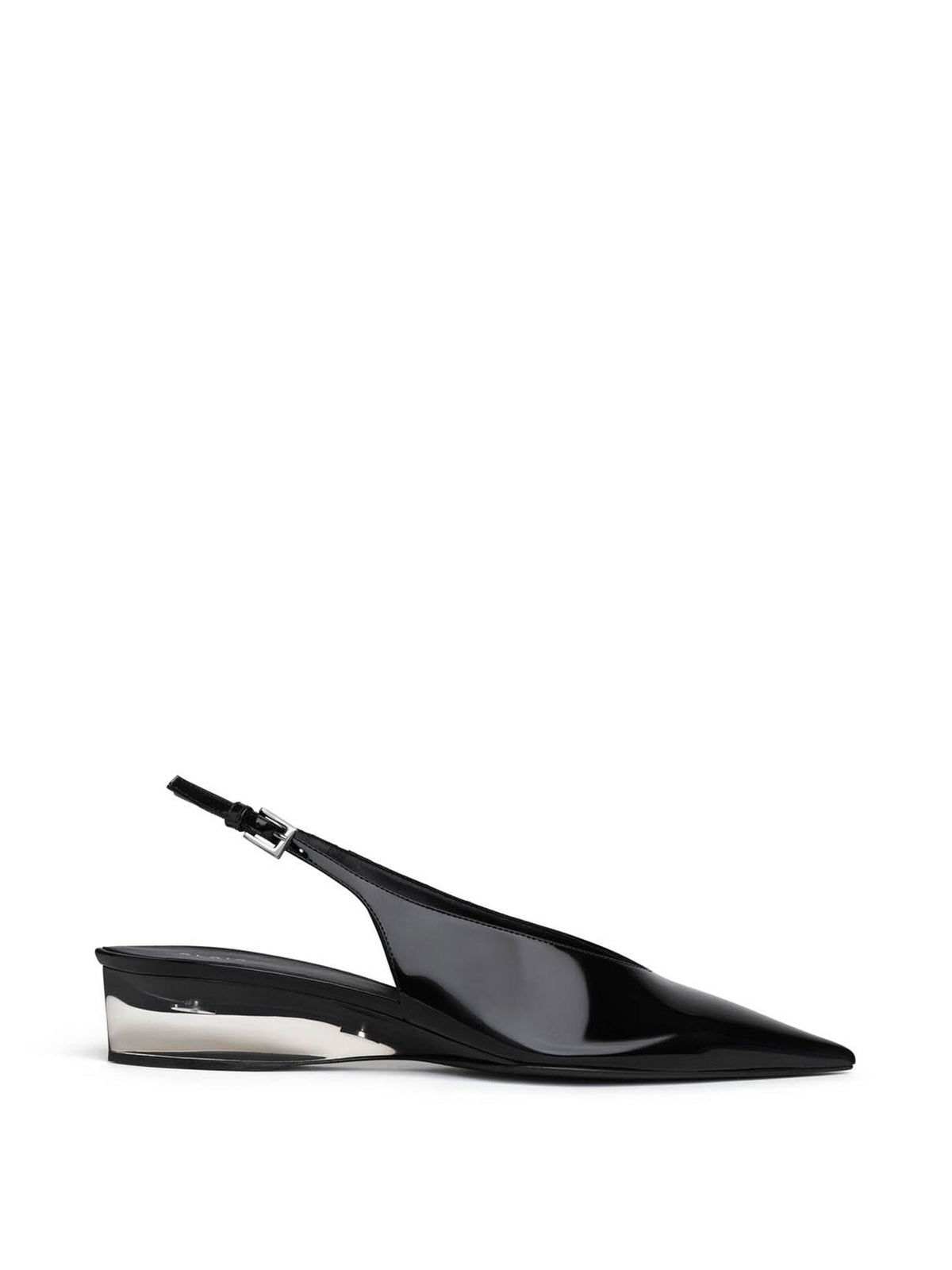 Patent Calfskin Invisible Wedge Slingbacks