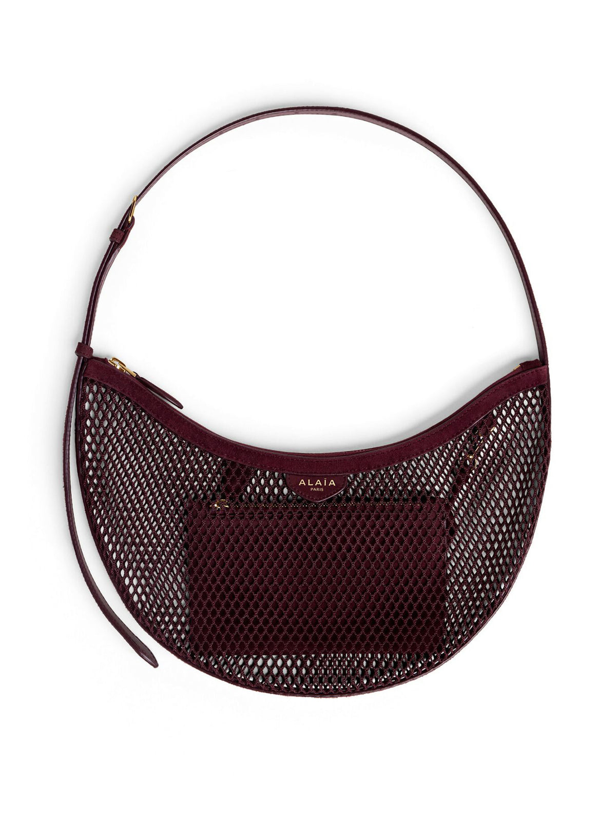 Fishnet and Suede One Piece Demi Lune Bag