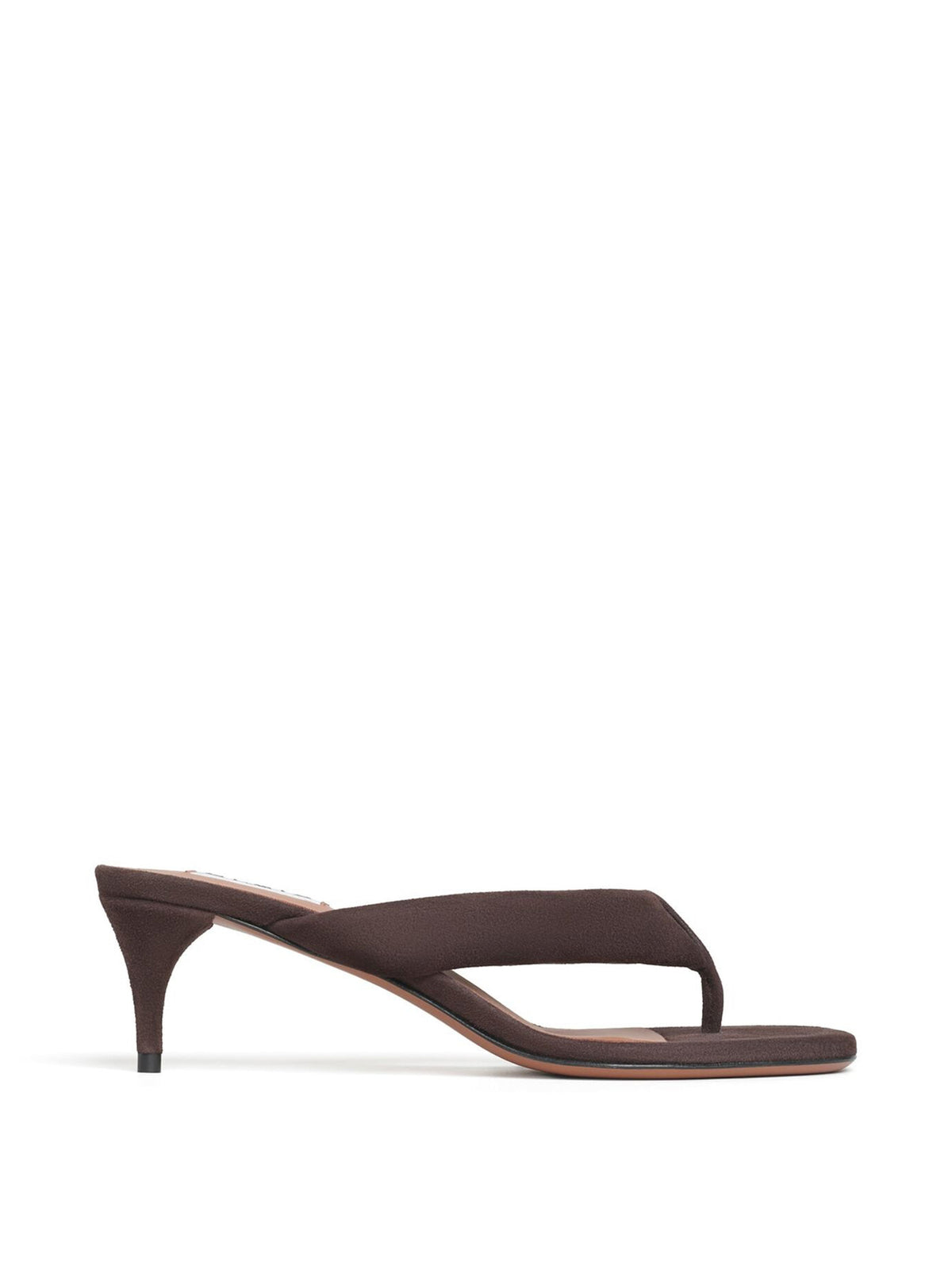 Suede Heeled Thong Mules