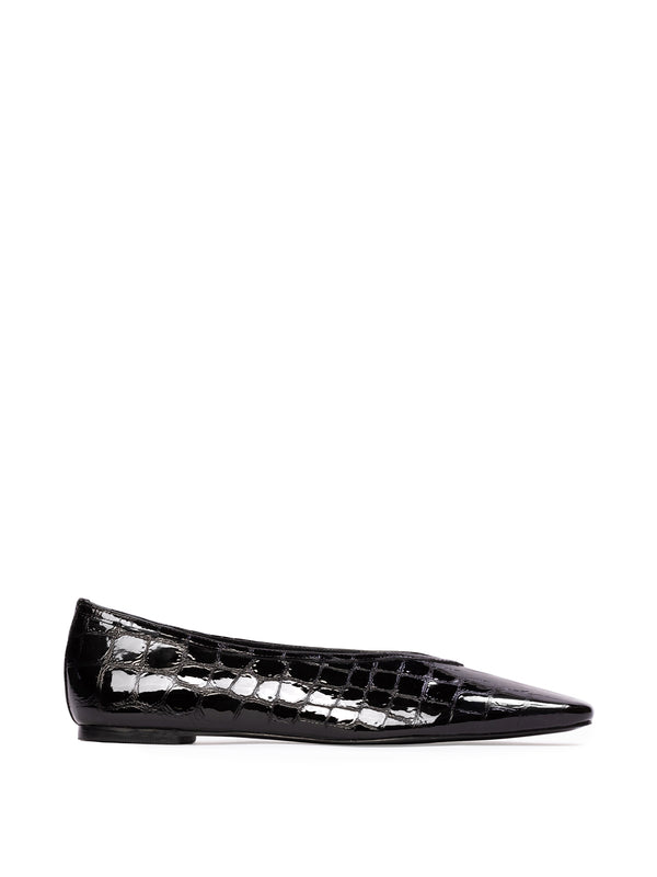 Ayra Flats in Croc Patent Leather