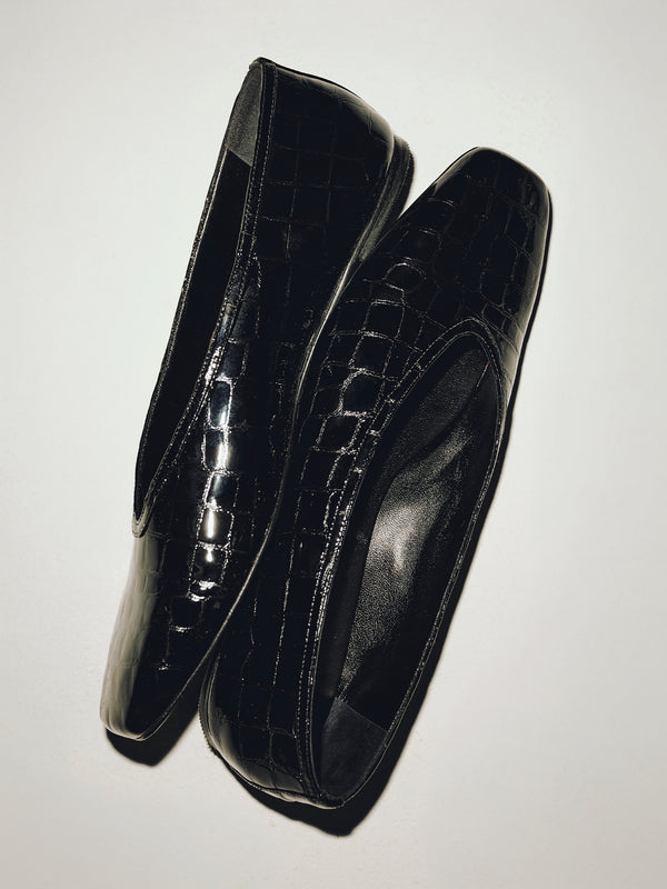 Ayra Flats in Croc Patent Leather