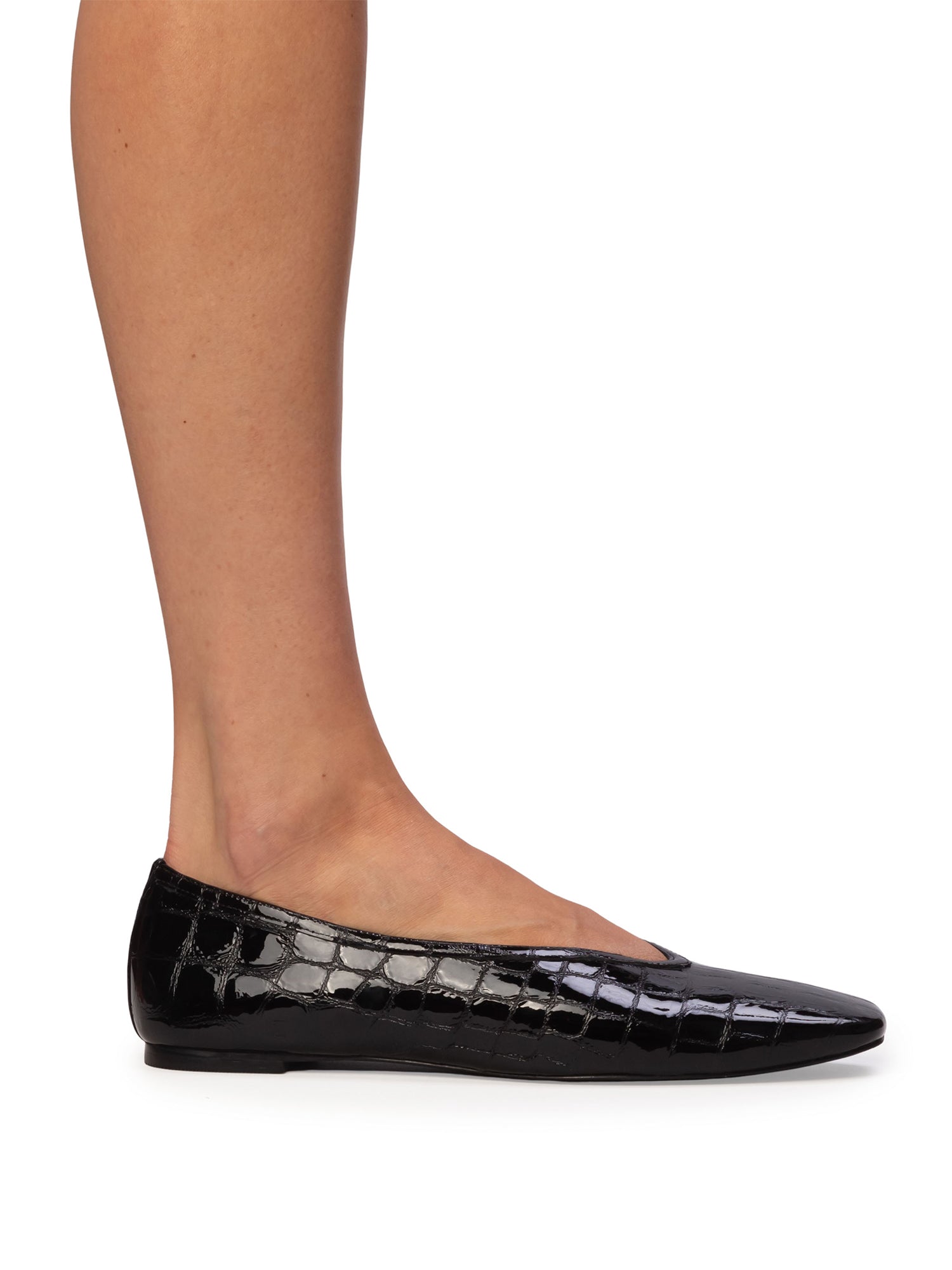 Ayra Flats in Croc Patent Leather