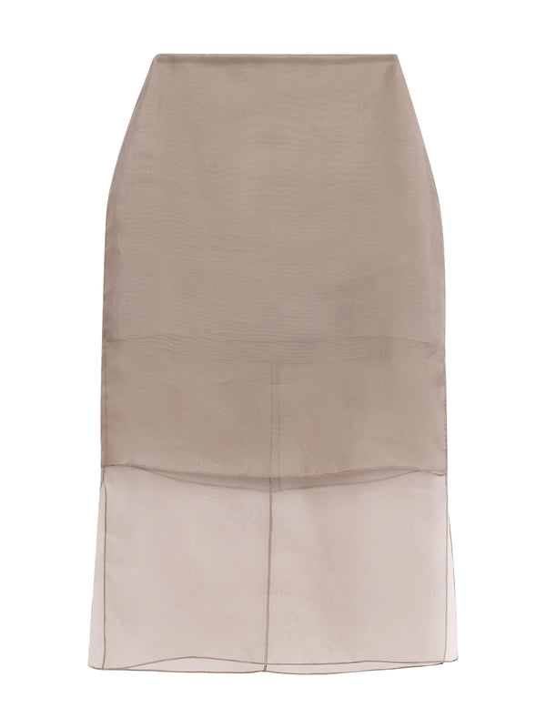 Brett Silk Organza Pencil Skirt
