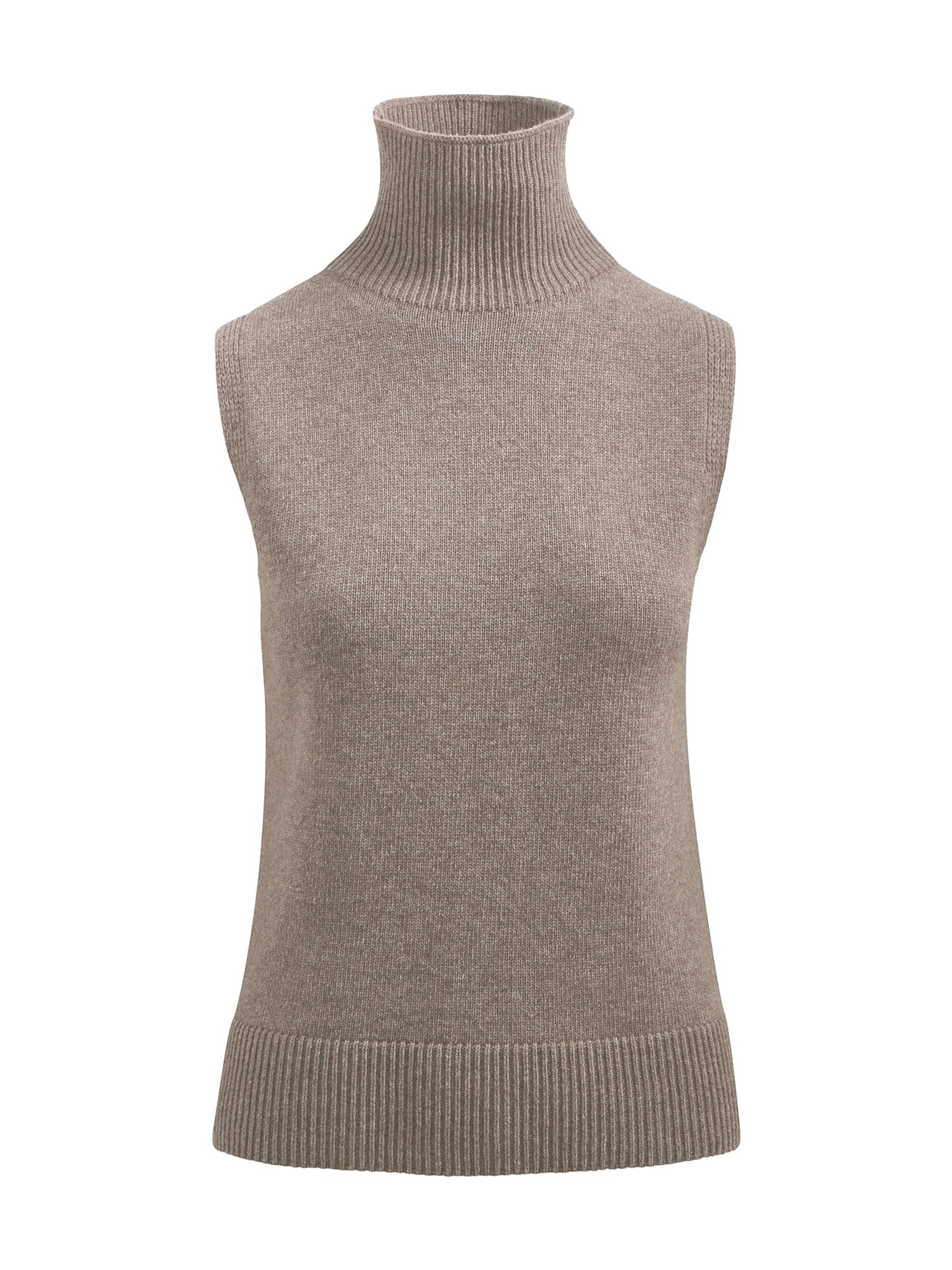 Bruno Sleeveless Wool-Cashmere Turtleneck
