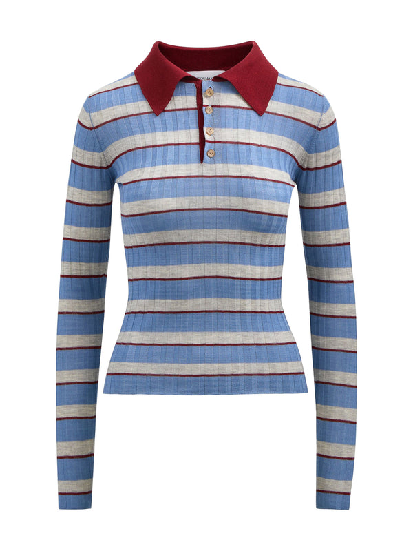 Joni Silk-Cashmere Polo Top