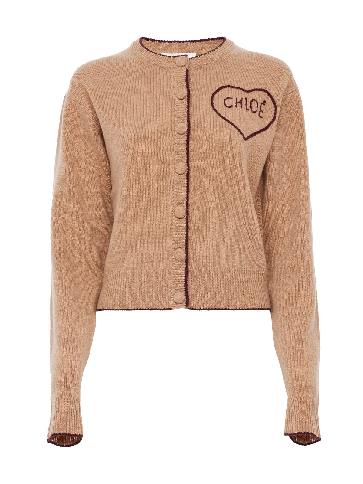 Wool and Cashmere Fitted Logo Cardigan