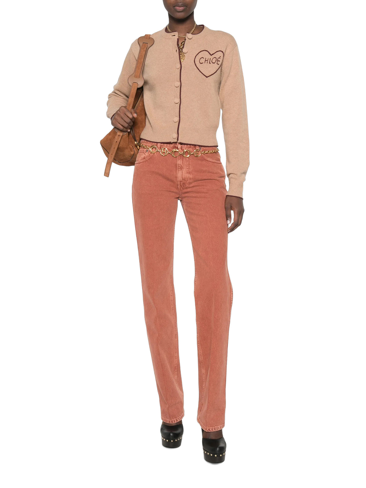 Wool and Cashmere Fitted Logo Cardigan