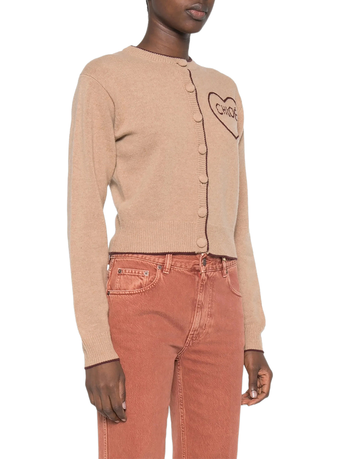 Wool and Cashmere Fitted Logo Cardigan