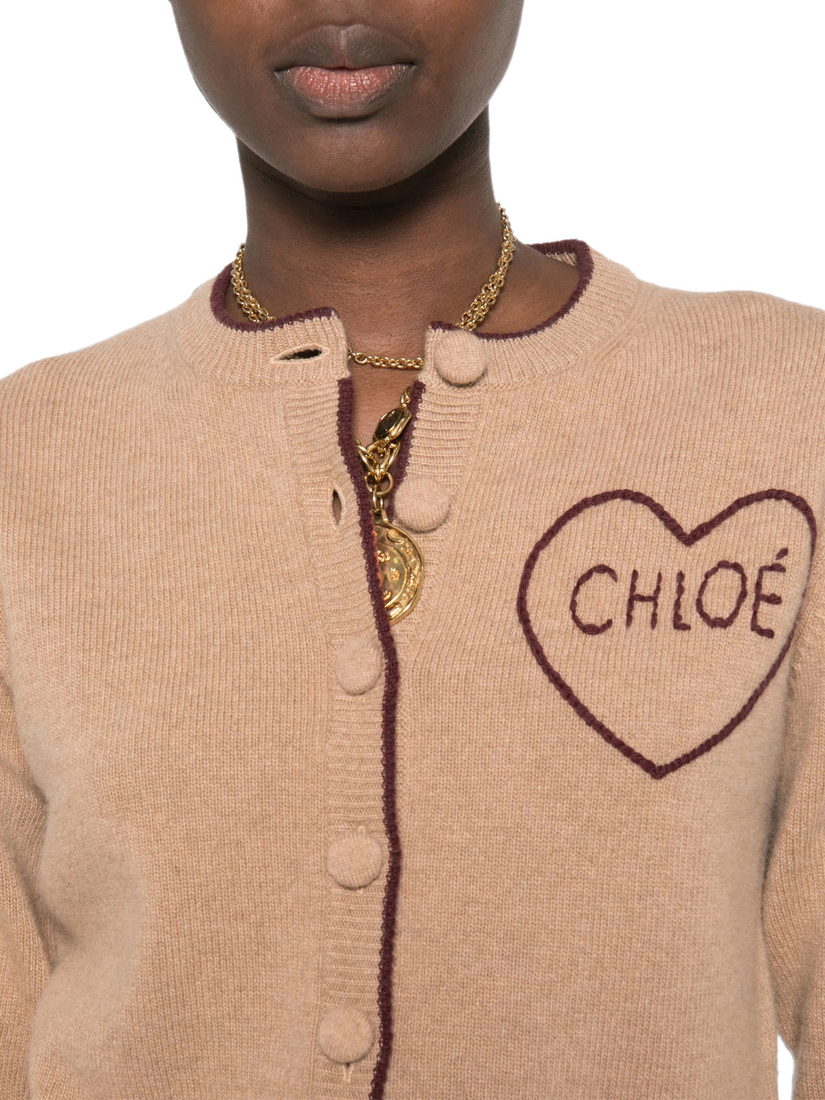 Wool and Cashmere Fitted Logo Cardigan