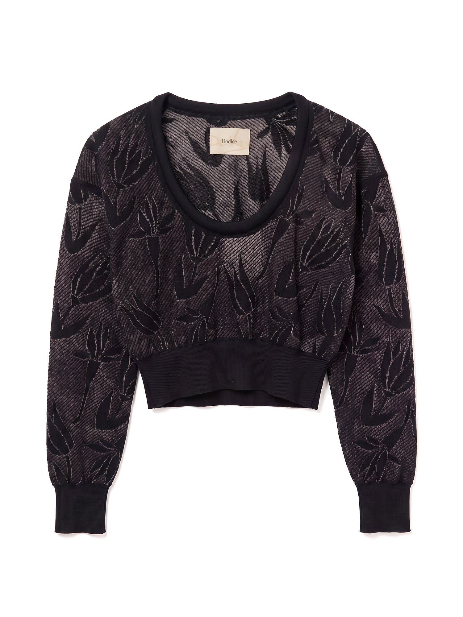 Cara Sheer Floral Jacquard Cropped Sweater