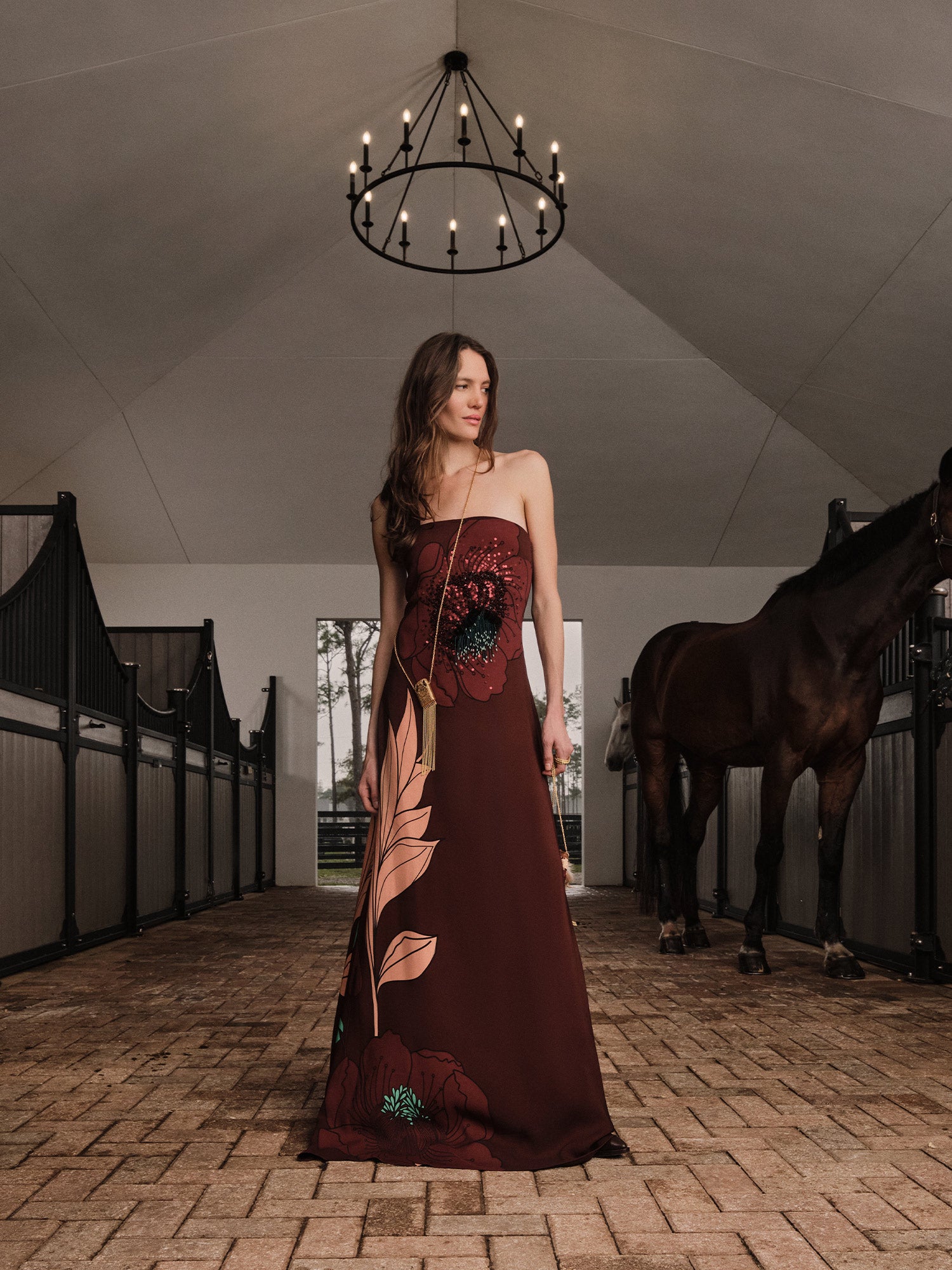 Petals Strapless Maxi Dress