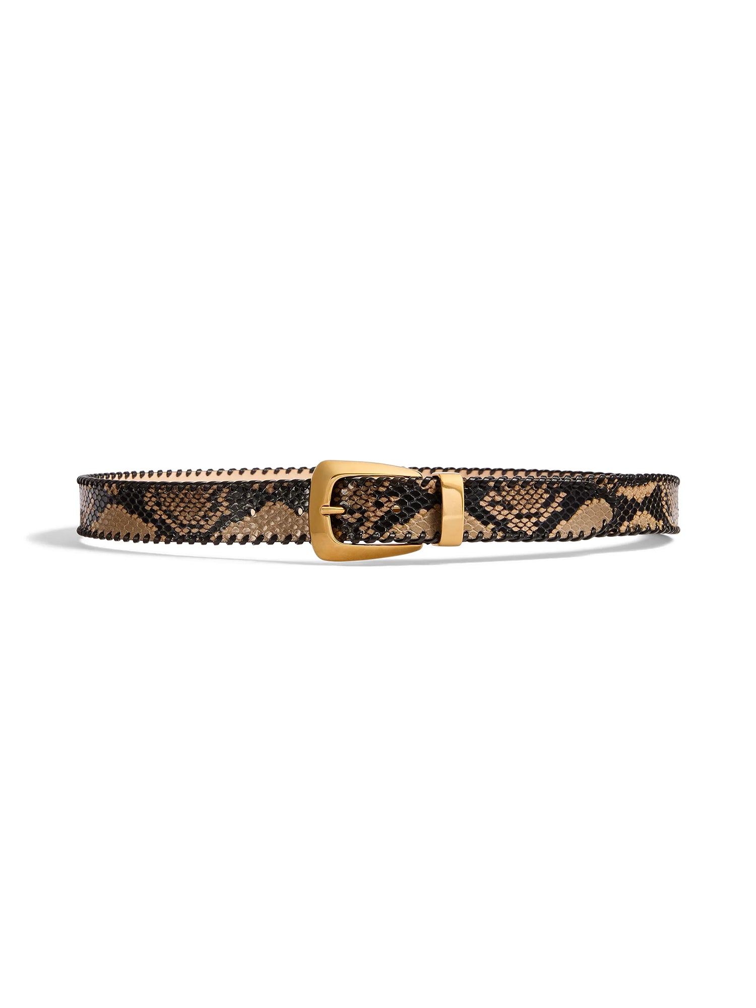 Python-Embossed Whipstiched Benny Belt