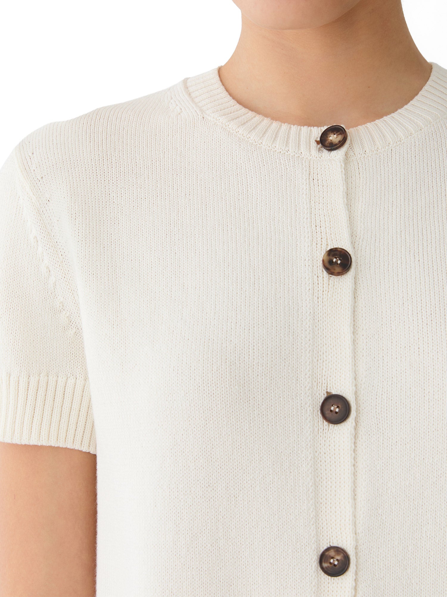 Short Sleeve Crew Neck Cardigan