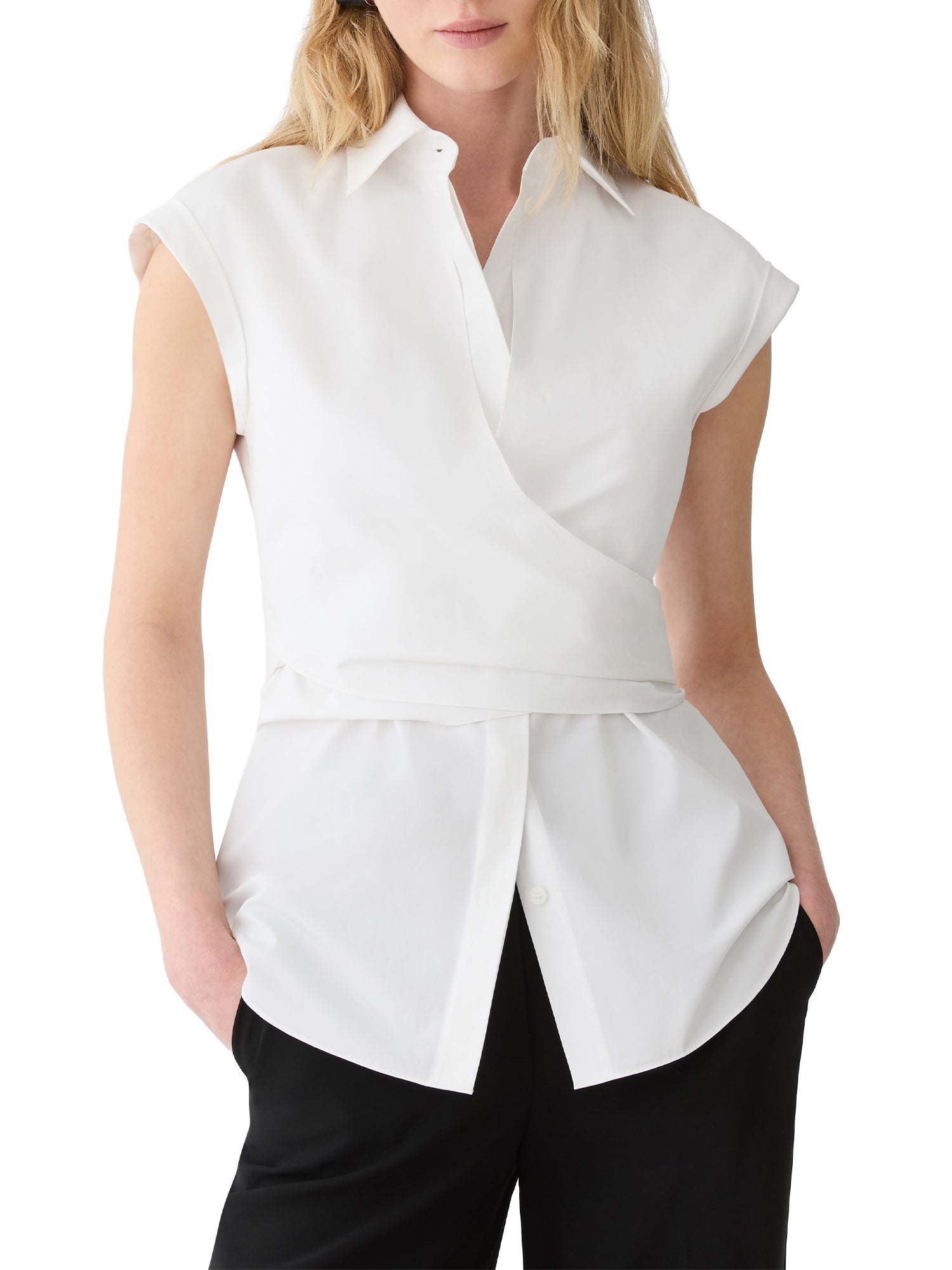Cotton Poplin Wrap Shirt
