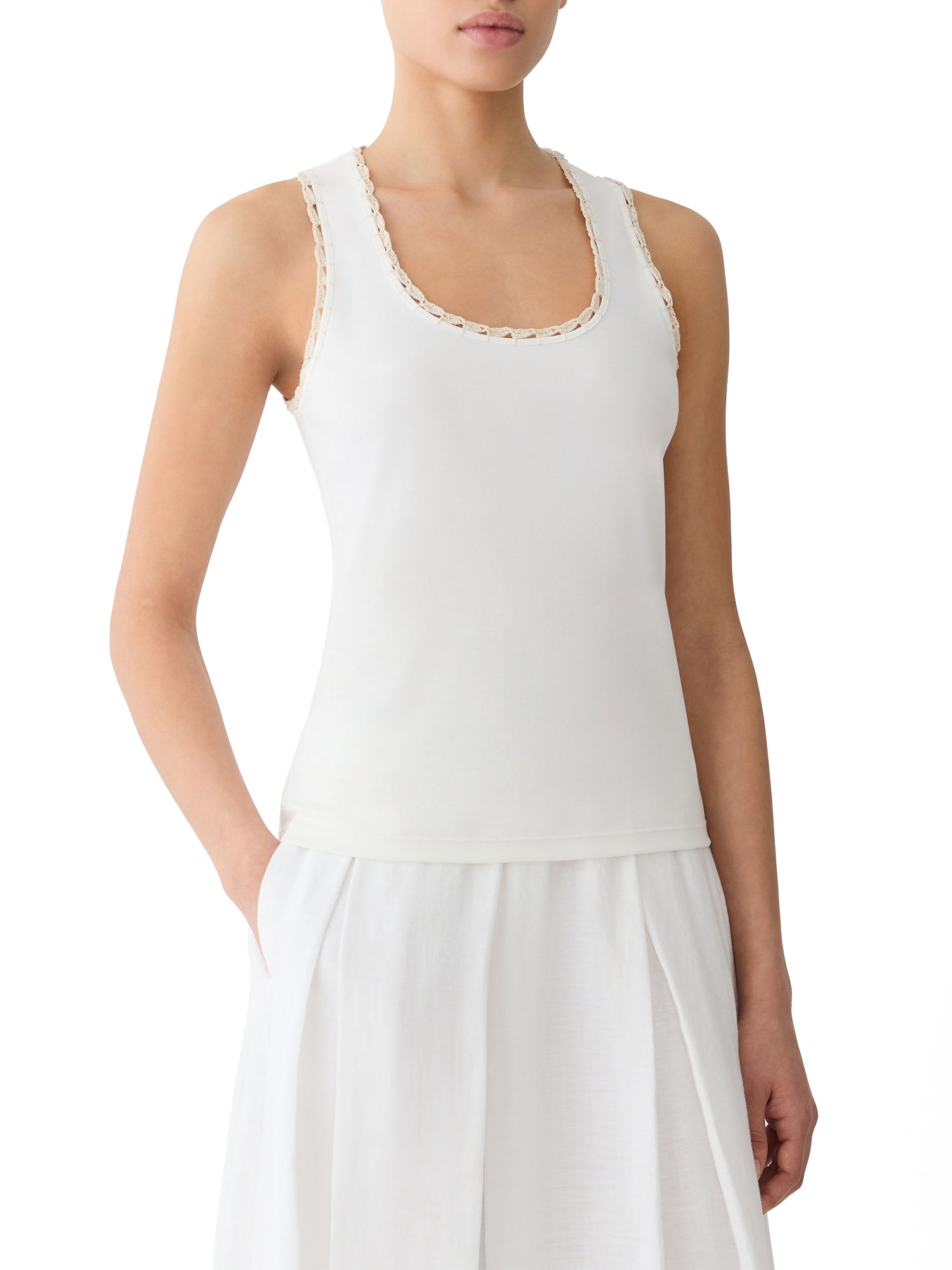 Cotton Rib Crochet Trim Tank