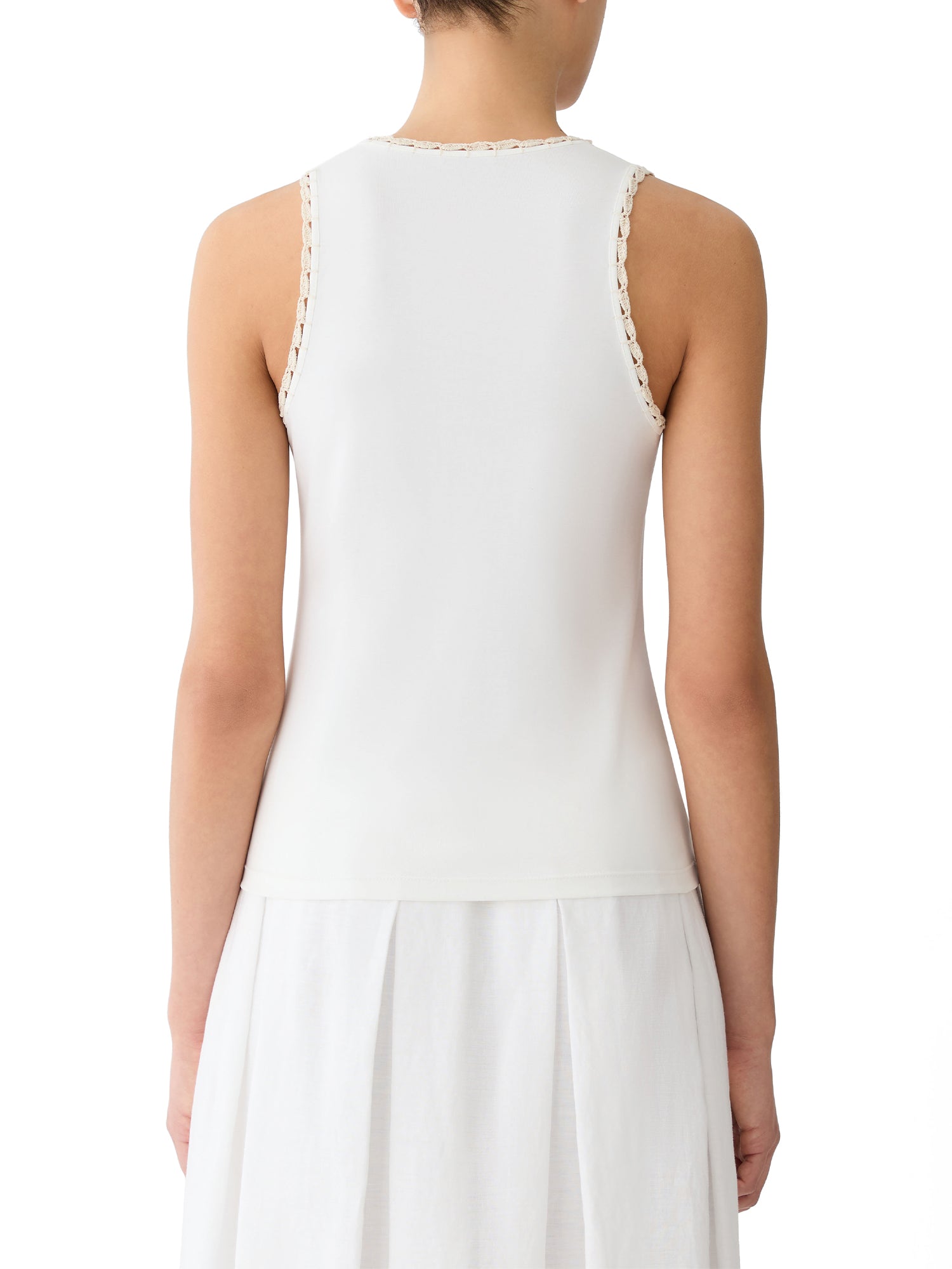 Cotton Rib Crochet Trim Tank