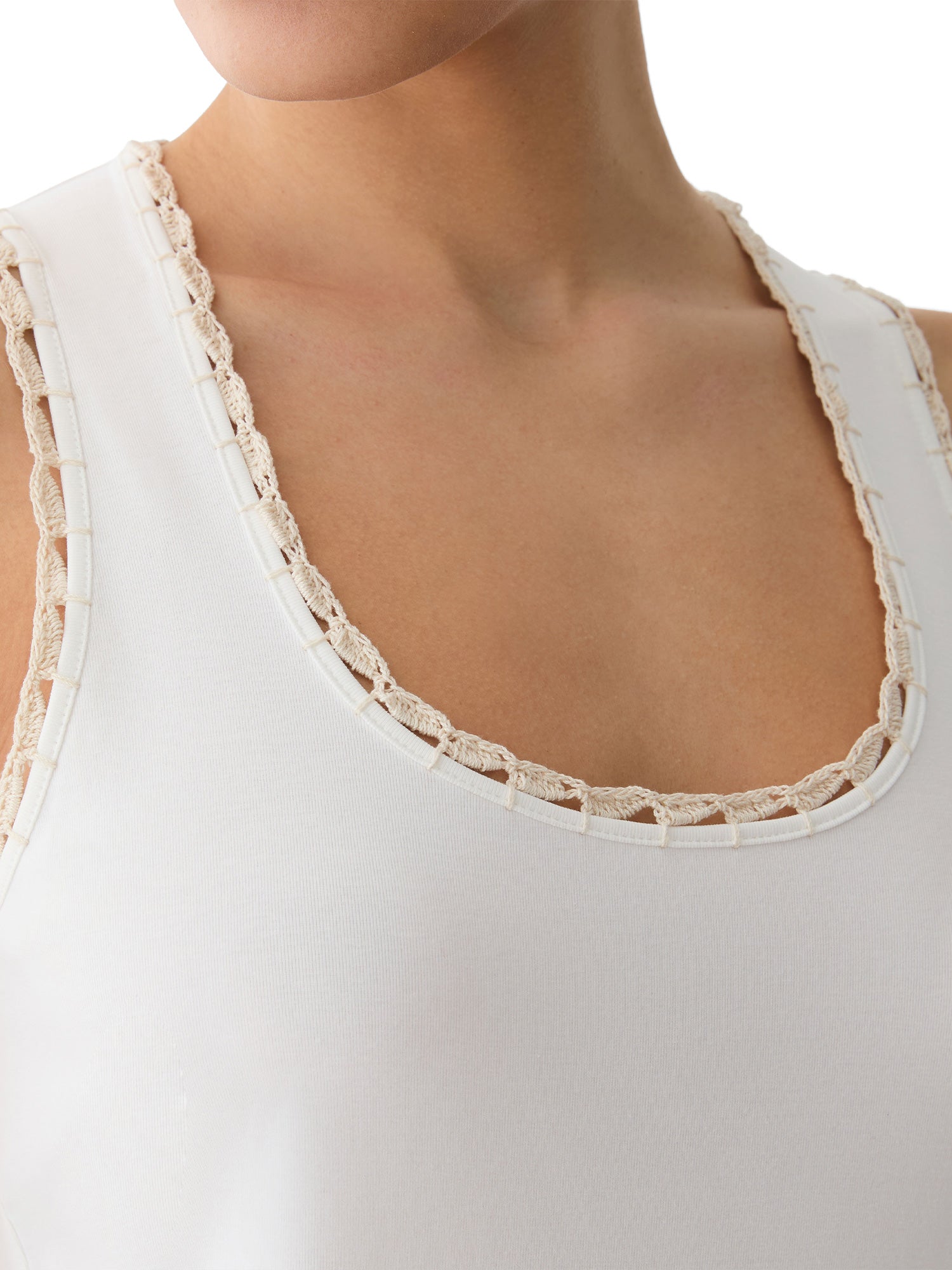 Cotton Rib Crochet Trim Tank