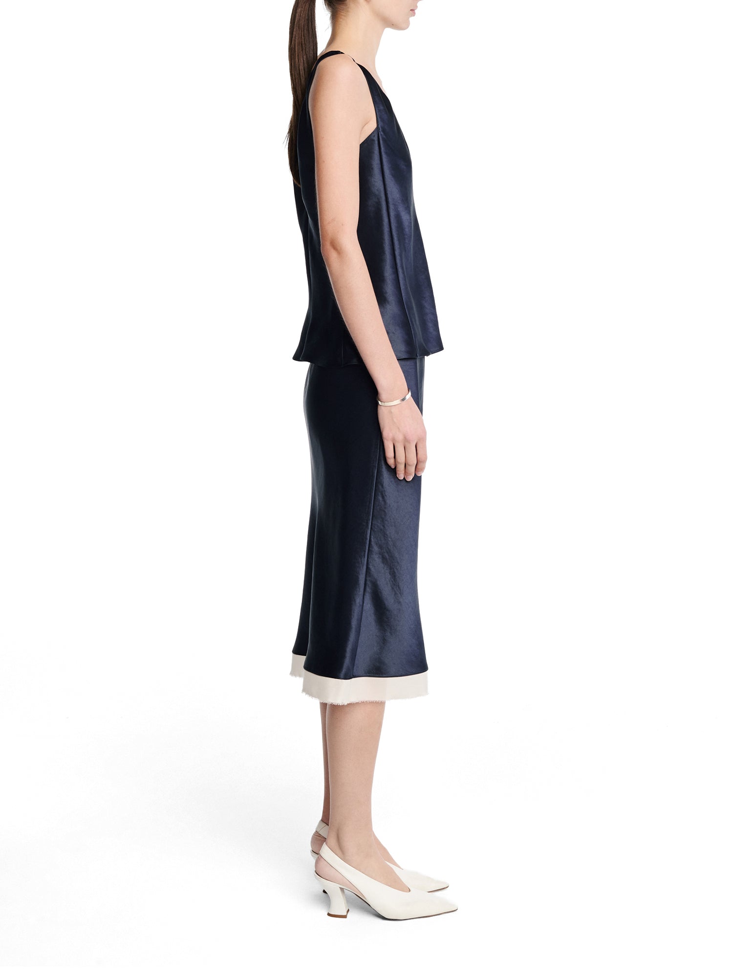 Bias Ribbon Midi Skirt