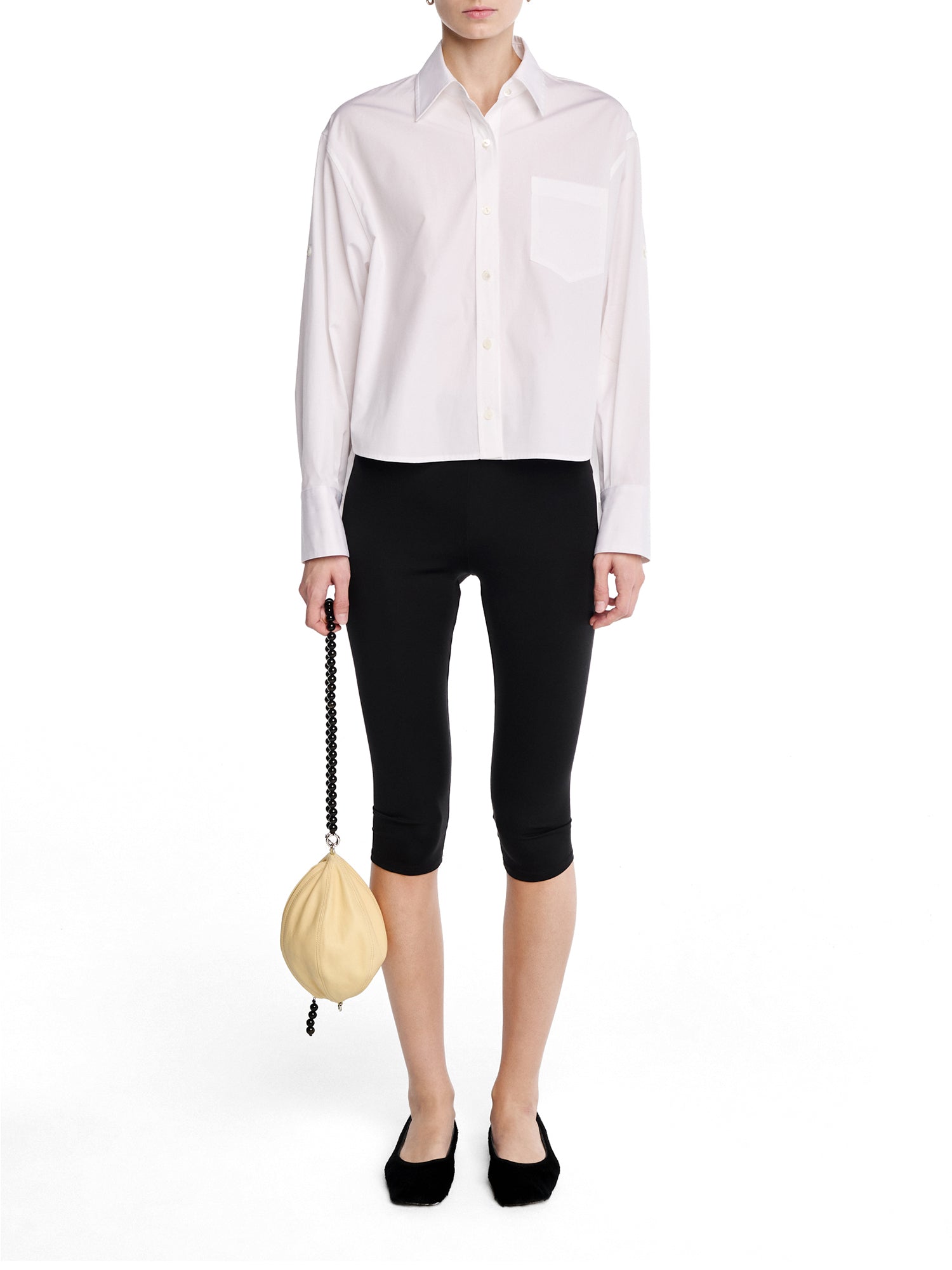 Button Sleeve Cropped Shirt