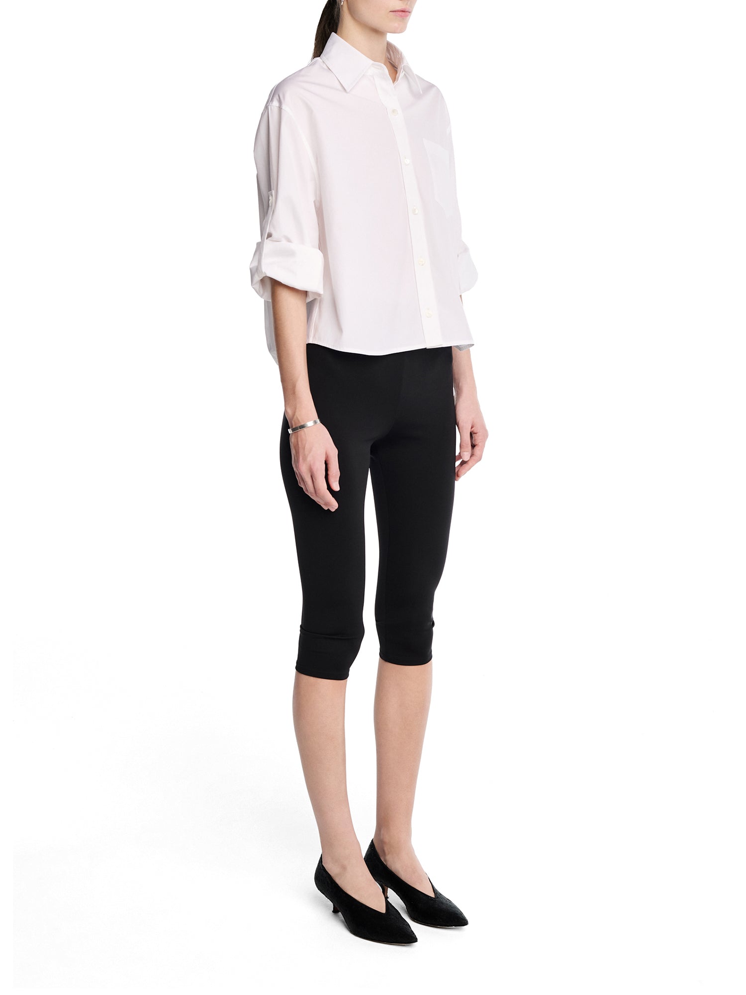 Button Sleeve Cropped Shirt