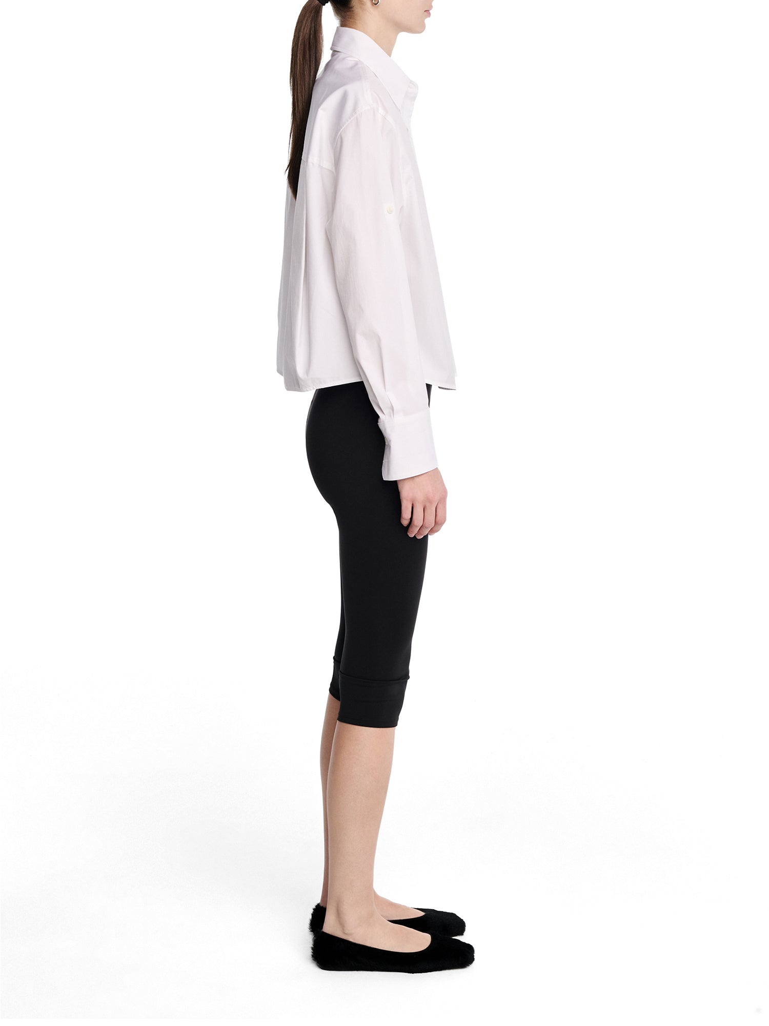 Button Sleeve Cropped Shirt