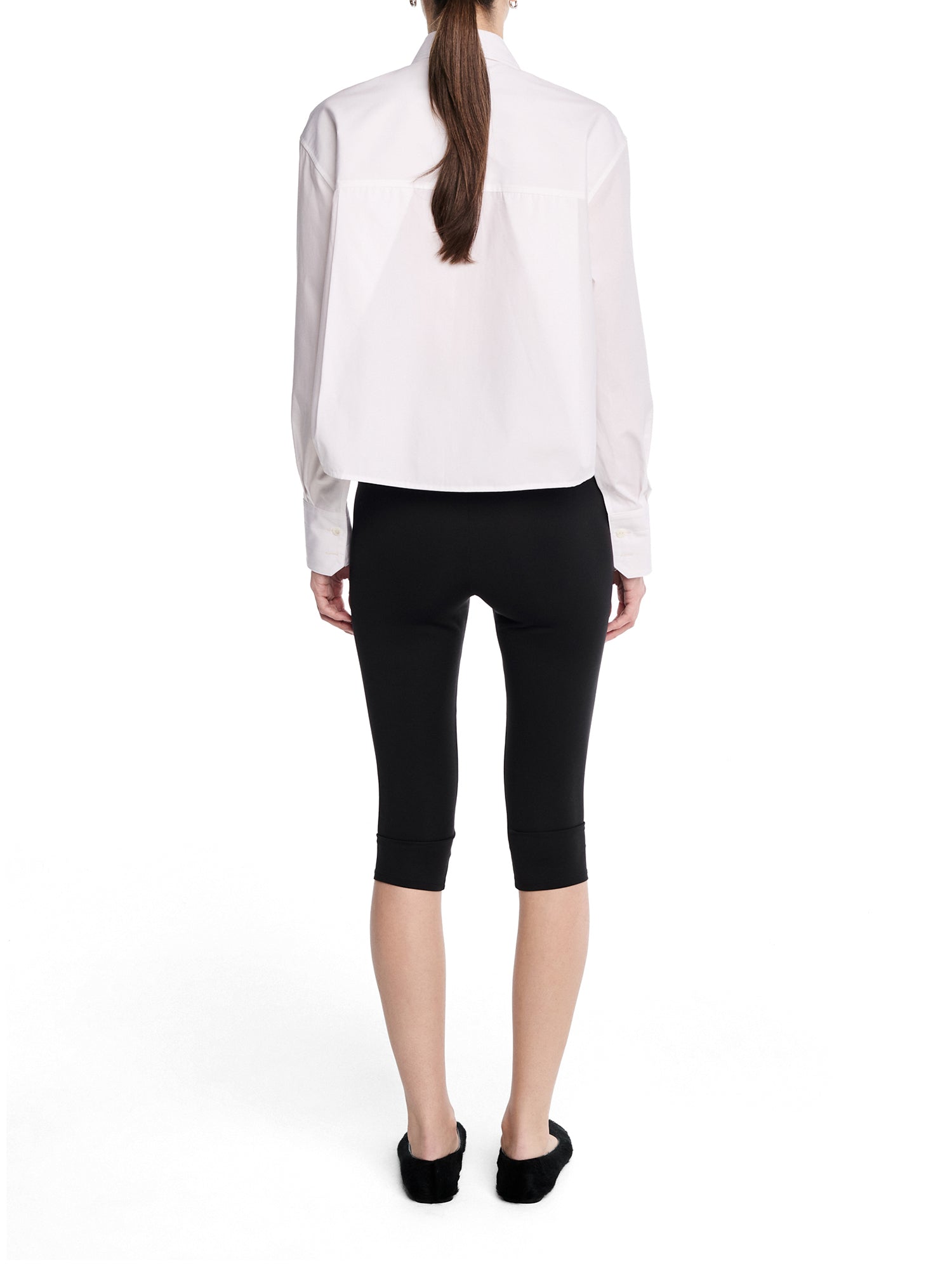 Button Sleeve Cropped Shirt