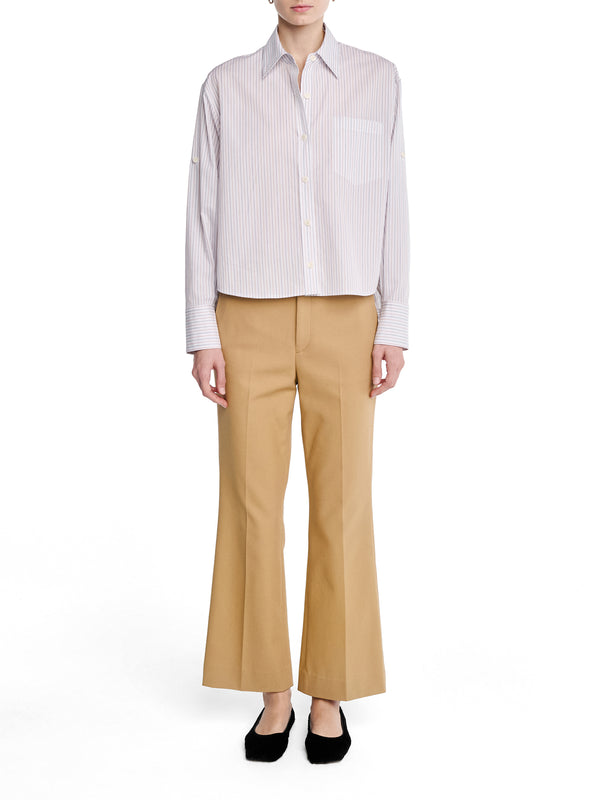 Mid Rise Flare Cotton Trousers