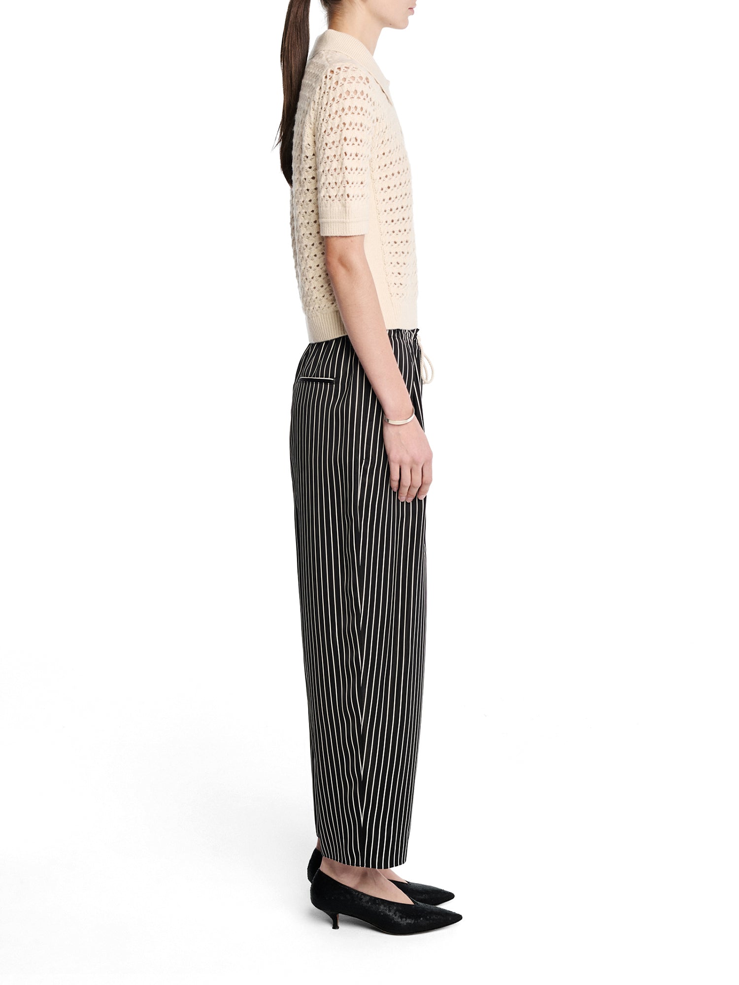 Striped Balloon Drawstring Trousers