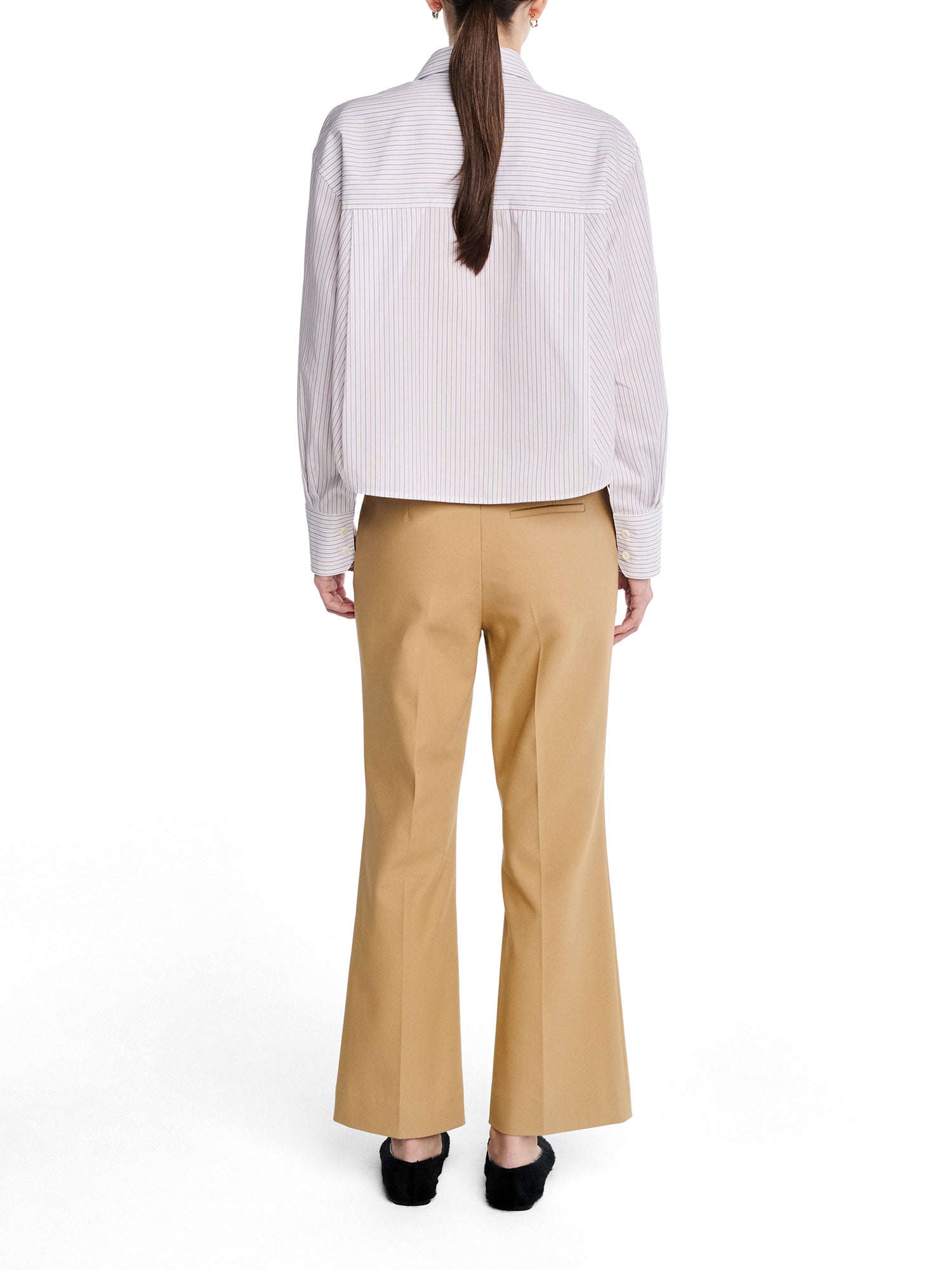 Mid Rise Flare Cotton Trousers