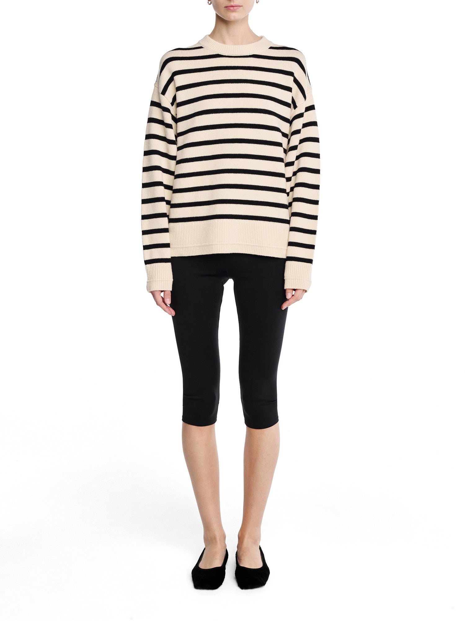 Ladder Stitch Crew Cashmere-Cotton Sweater