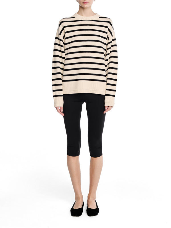 Ladder Stitch Crew Cashmere-Cotton Sweater
