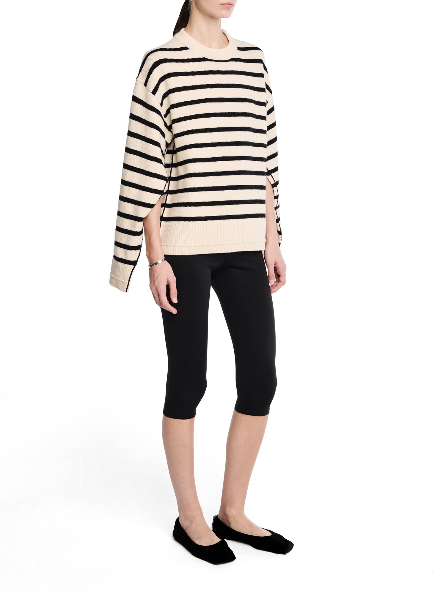 Ladder Stitch Crew Cashmere-Cotton Sweater