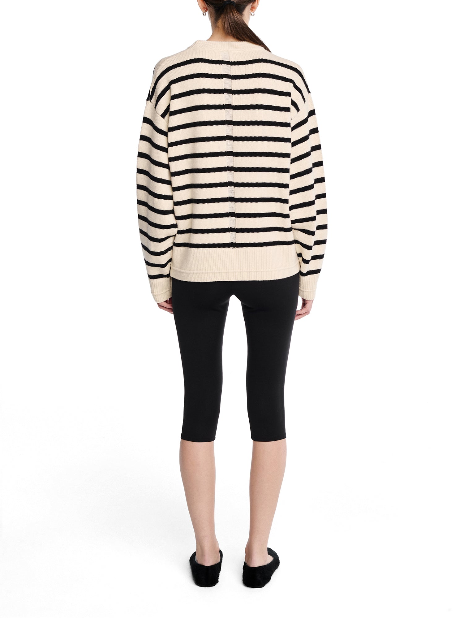 Ladder Stitch Crew Cashmere-Cotton Sweater