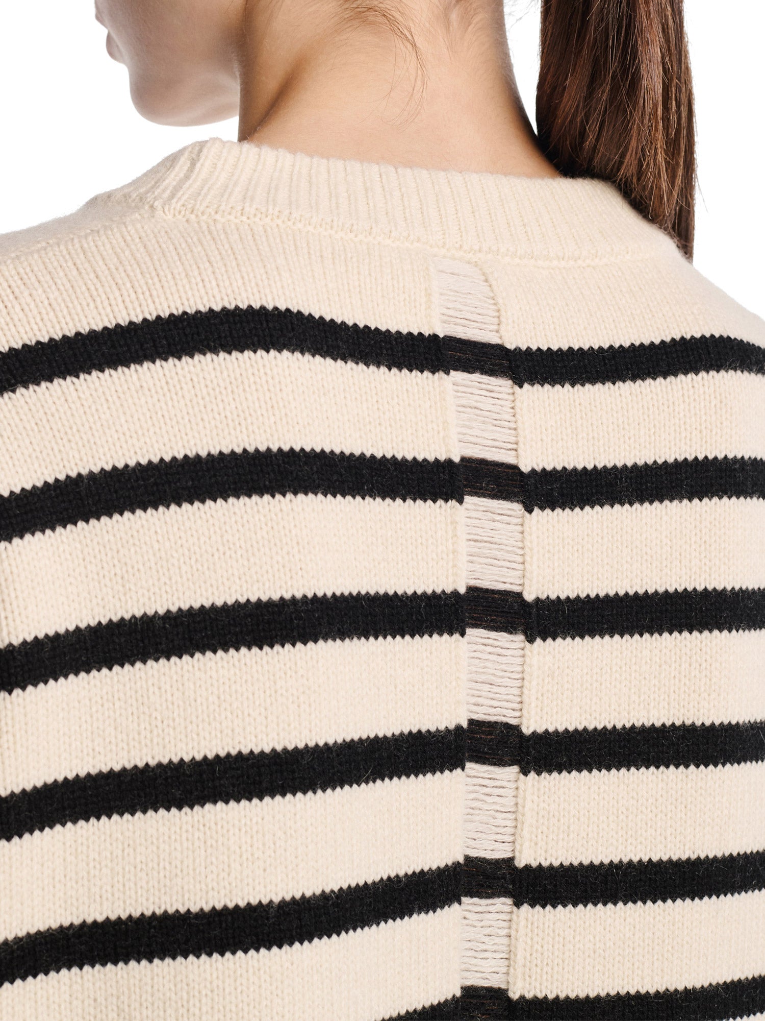Ladder Stitch Crew Cashmere-Cotton Sweater