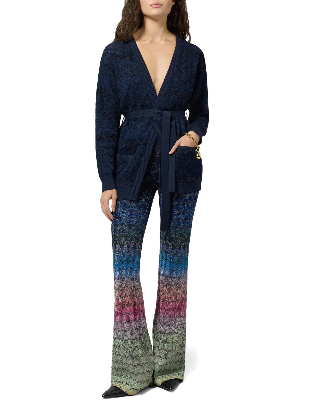 Dégradé Lamé Flare Trousers