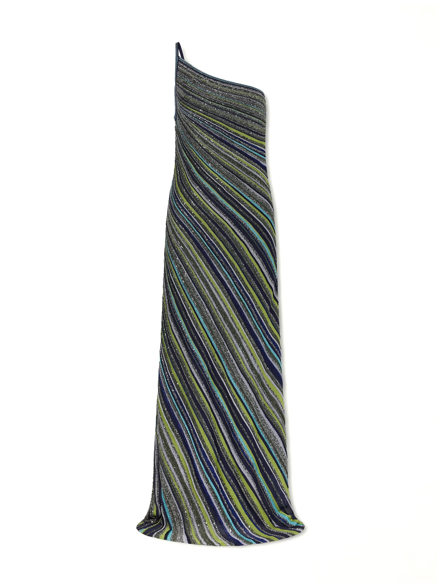 Missoni | Striped Metallic Knit One-Shoulder Maxi Dress – Kirna Zabête