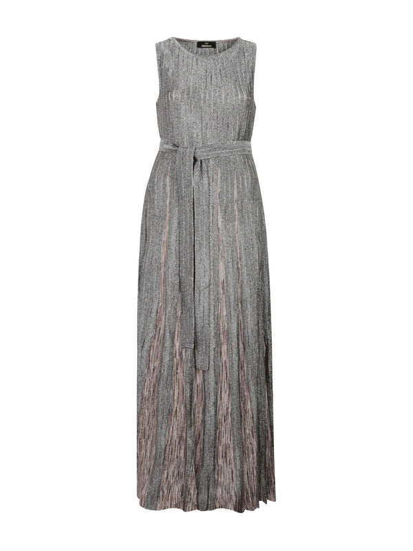 Viscose Lamé Belted Maxi Dress