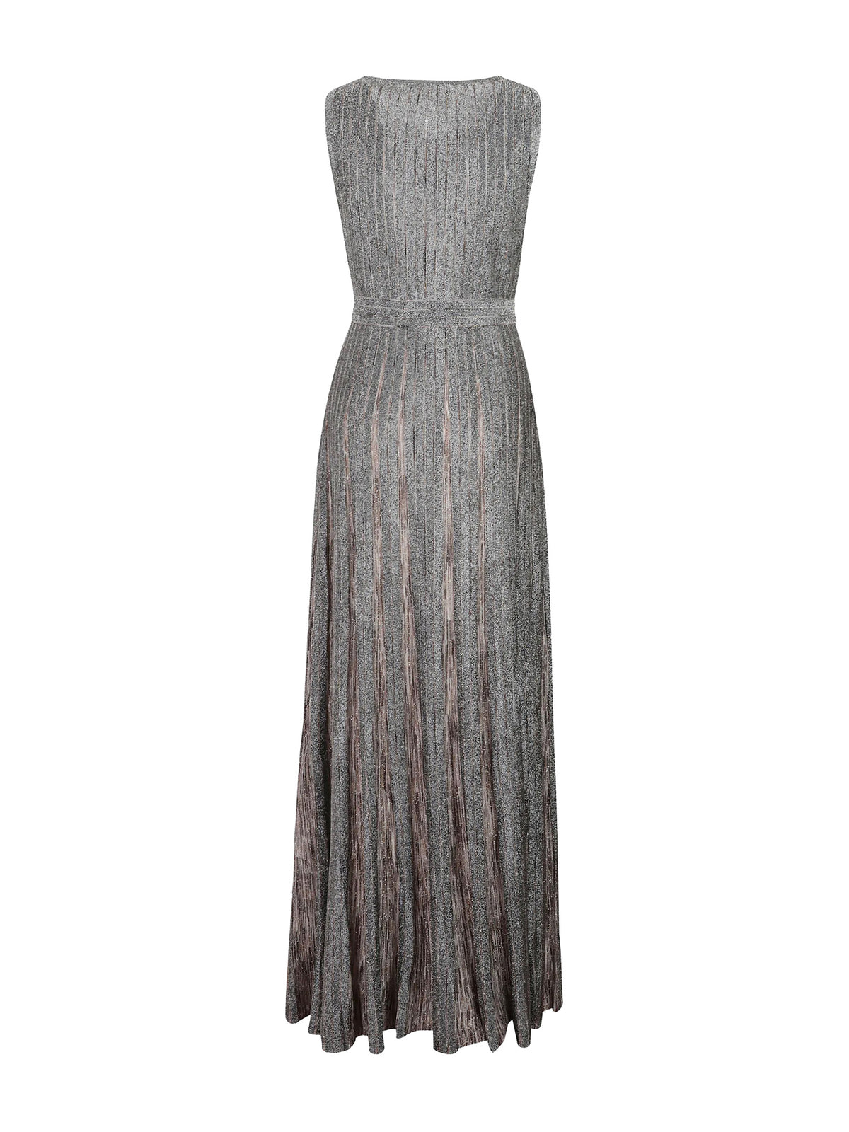 Viscose Lamé Belted Maxi Dress