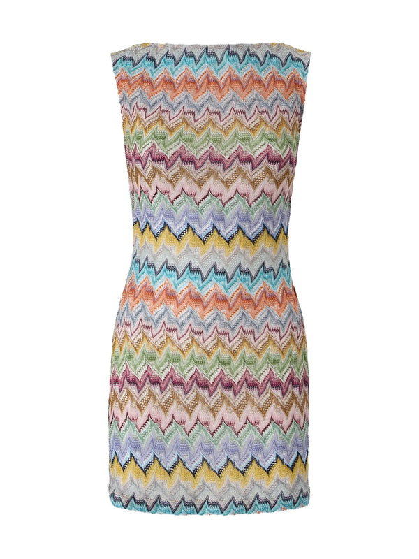 Zig Zag Lamé Backless Mini Dress