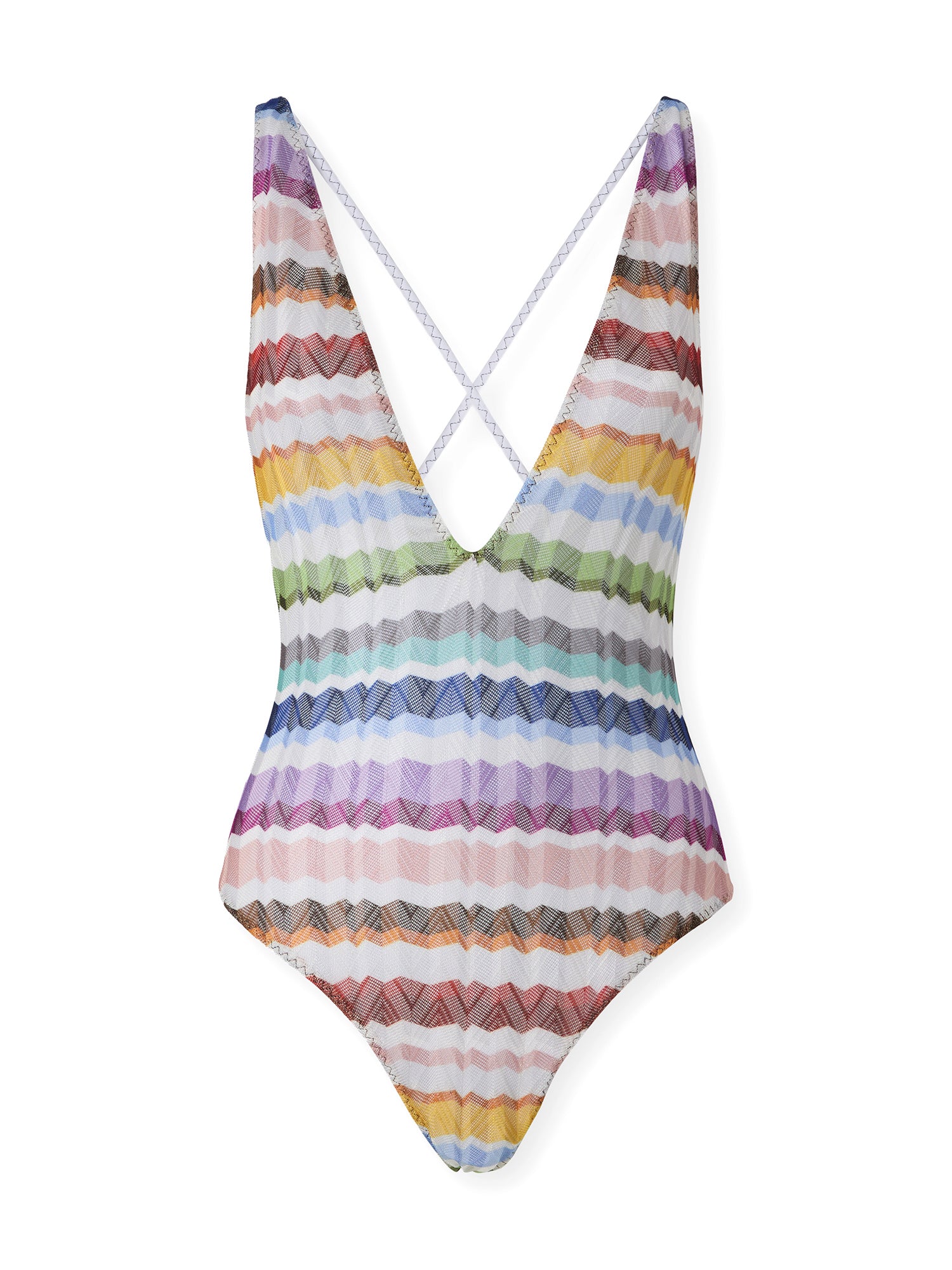 V-Neck Zig Zag One-Piece Swimsuit