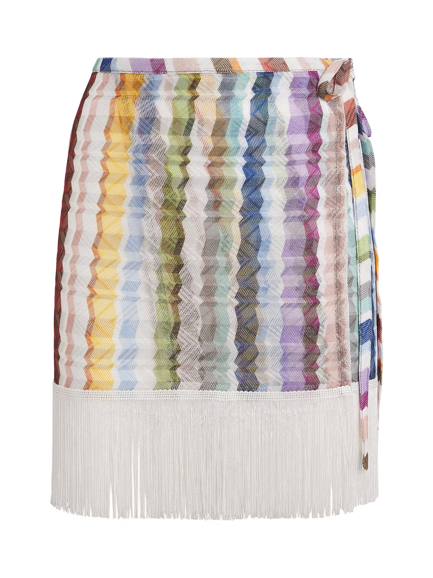 Zig Zag Fringe-Trim Wrap Mini Skirt